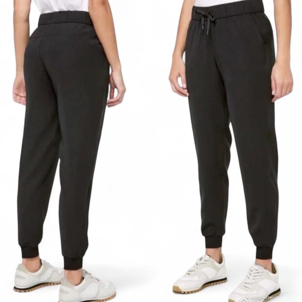 Lululemon On The‎ Fly Jogger Black Woven Size 4 LW5BZDS Drawstring Pockets Women
